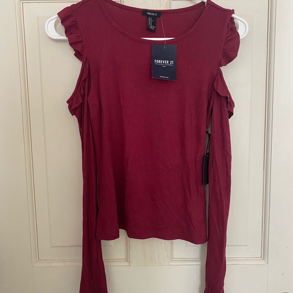Dark red long sleeve top